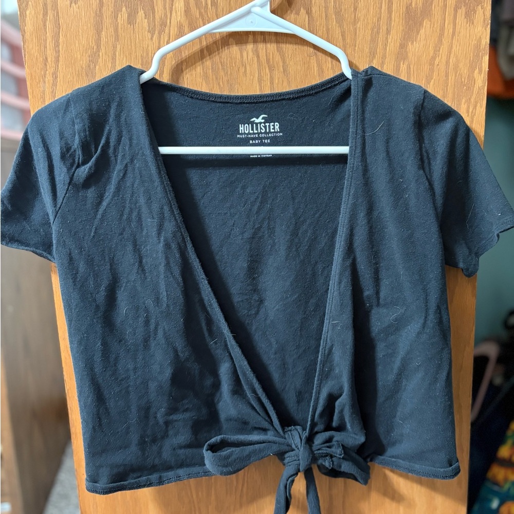 Hollister Black Tie-Front Blouse - Picture 2 of 3